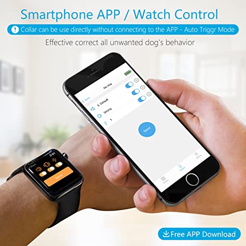 Dr.Trainer B1sPro Bark Collar with APP & Smart Watch Control, Waterproof Dog Bark Collar with Barking Record, Humane Custom Settings and Progressive Mode Rechargeable Dog Training Collar