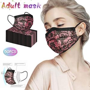 Lace Disposable Face_Mask,Cloth Covering,No Washable, Lightweight Breathable and Anti-Haze Dust Mouth Guards Balaclava for Kids/Adults