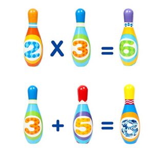 STJOYOPY Kids Bowling Set Toddler Indoor Active Play Game Educational Toys 10 Soft Foam Pins & 2 Balls Developmental Toys Sport Gift for Boys Girls Age 3+