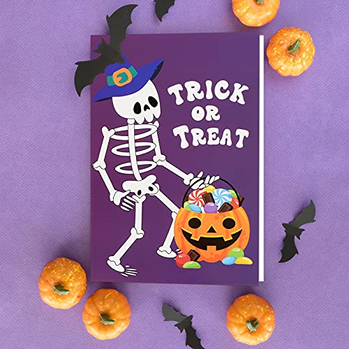 OUNENO 12 Pack Halloween Greeting Cards with Envelopes for Trick-or-Treat Party Favors, 4 Designs, 4 x 6 inches