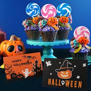 OUNENO 12 Pack Halloween Greeting Cards with Envelopes for Trick-or-Treat Party Favors, 4 Designs, 4 x 6 inches