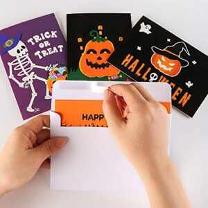 OUNENO 12 Pack Halloween Greeting Cards with Envelopes for Trick-or-Treat Party Favors, 4 Designs, 4 x 6 inches
