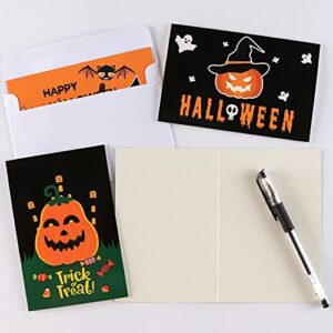 OUNENO 12 Pack Halloween Greeting Cards with Envelopes for Trick-or-Treat Party Favors, 4 Designs, 4 x 6 inches