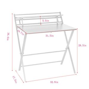 NDGDGA Gaming Desk, Writing Computer Desk, Home Office Writing Table, Folding Laptop Table for Home Study Office, Notebook Desk Desktop, Gamer Workstation (White, 31.5 x 19.7 x 28.5 inches)