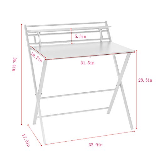 NDGDGA Gaming Desk, Writing Computer Desk, Home Office Writing Table, Folding Laptop Table for Home Study Office, Notebook Desk Desktop, Gamer Workstation (White, 31.5 x 19.7 x 28.5 inches)