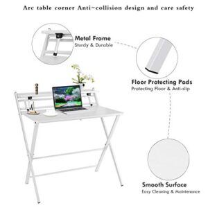 NDGDGA Gaming Desk, Writing Computer Desk, Home Office Writing Table, Folding Laptop Table for Home Study Office, Notebook Desk Desktop, Gamer Workstation (White, 31.5 x 19.7 x 28.5 inches)