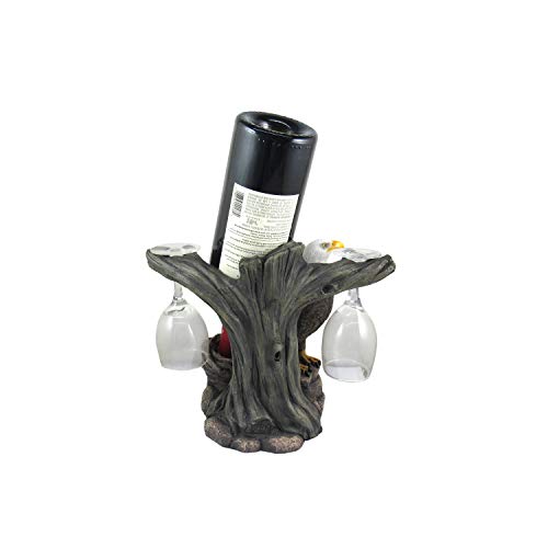 DWK "Liberation & Libations Bald Eagle Wine Bottle Holder with Wine Glasses (3 Piece Set) | Kitchen Accessories and Wine Bar Decor | Tabletop Wine Rack - 10"