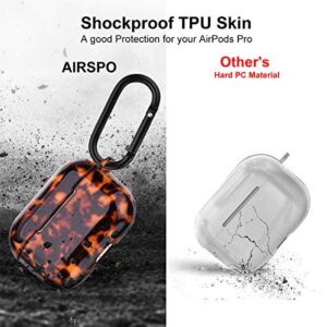 AirPods Pro Case AIRSPO Clear Case for AirPods Pro Charging Case Soft TPU Airpod Pro Protective Case 2019 with Keychain Airpods Pro Protective Cover Skin（Tortoiseshell）