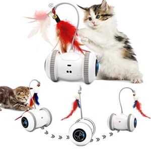 nueplay interactive cat toys for indoor cats, automatic cat toys with led light,smart electric cat toys with 2 feathers, pet exercise toys, robotic cat toys with 2 modes usb charging, moving cat toys