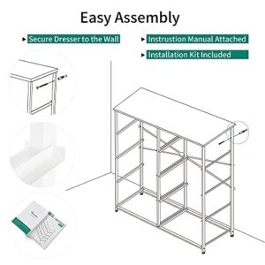 YITAHOME Fabric Dresser with 8 Drawers, TV Stand for Bedroom, Living Room, Hallway, Closets & Nursery - Sturdy Steel Frame, Wooden Top & Easy Pull Fabric Bins (Beige)