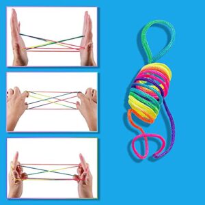 10 Pieces Cats Cradle String Finger Game String String Hand Game Finger Rope 63 Inch Long, Rainbow Color