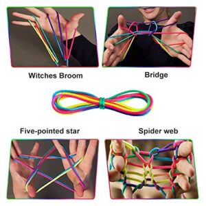 10 Pieces Cats Cradle String Finger Game String String Hand Game Finger Rope 63 Inch Long, Rainbow Color