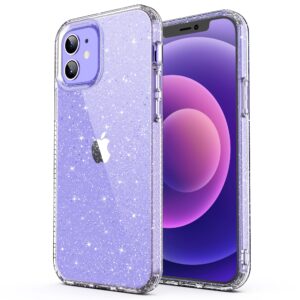 ULAK Compatible with iPhone 12 Case Clear Glitter, iPhone 12 Pro Cover Sparkle Bling Soft TPU Women Girls Shockproof Protective Phone Case Designed for iPhone 12 & iPhone 12 Pro 6.1 inch, Transparent