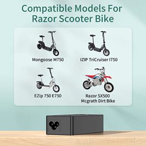 Yenyoh Scooter Dirt Bike Charger for Razor MX500 MX650 SX500 Mcgrath RSF650, Bellezza EcoSmart Metro Scooter Battery Chargers Crazy Cart XL, Dirt Quad 500 ATV DXT Electric Drift Trike