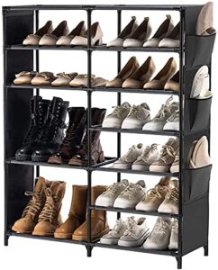 youdenova shoe rack, 7 tier boot rack storage for closet entryway, large shoe shelf, stackable shoes organizer for 24-30 pairs(black)