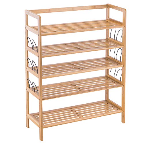 YOUDENOVA Bamboo Shoe Rack,5 Tier Wooden Shoe Shelf Storage Organizer,Perfect for Entryway,Hallway,Closet or Living Room (Natural Bamboo)