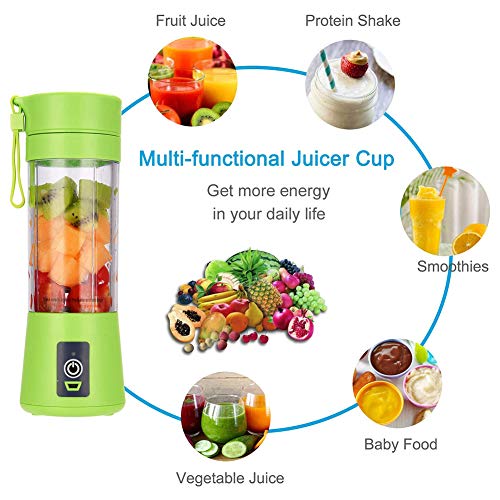 JTJxop Personal Size Blender Smoothies and Shakes, Single Serve Mini Blender, Mini Blender, with Six Blades, 4400mah USB Rechargeable, Sports,Travel,Gym