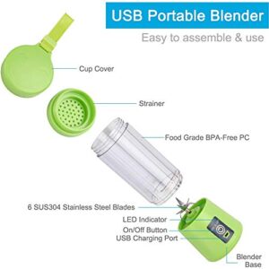 JTJxop Personal Size Blender Smoothies and Shakes, Single Serve Mini Blender, Mini Blender, with Six Blades, 4400mah USB Rechargeable, Sports,Travel,Gym