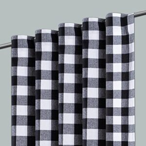 black white cotton curtains, back tab farmhouse cotton check curtain 50x72 inch, tab top bathroom window treatment décor panel for kitchen nursery livingroom bed room gingham check curtains -2 panels