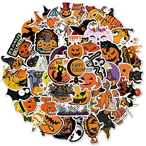 Gakece Halloween Stickers 50 pcs Witch Pumpkin Skeleton Stickers,Vinyl Waterproof Stickers for Kids Teens Adults Gift Halloween Decorations Party Supplies