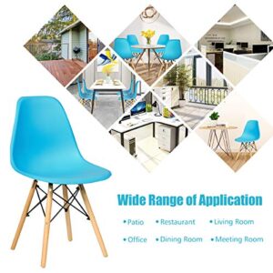 Nightcore DSW Dining Chairs Set, Modern Style Dining Chair, Pre Assembled Side Chairs with PP Seat and Beech Wood Legs, Mid Century Dining Chairs for Kitchen, Bedroom, Living Room (4, Blue)