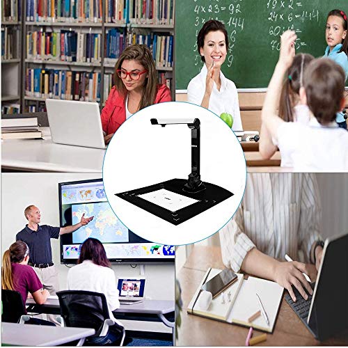 Document Camera for Teachers Scanner HD Real-time Projector USB Portable Digital Video Recorder for Office Computers Laptop with Multifunction A4 Format, OCR Multi-Language Recognition, LED Light