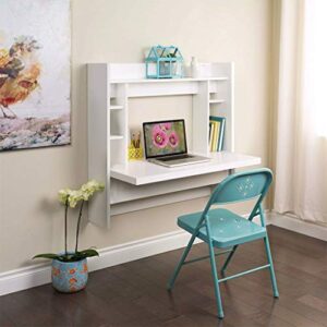 Goiwiejhg Wall Mounted Desk with Storage Shelves Home Computer Table Floating Dining Desk White