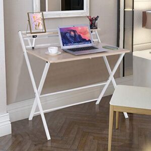 Zewuai Double Layer Folding Study Desk for Small Space Home Office Desk Simple Laptop Writing Table 31.5 x 19.7x28.5 inch -U.S. Shipping