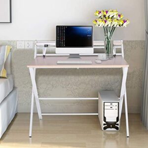 Zewuai Double Layer Folding Study Desk for Small Space Home Office Desk Simple Laptop Writing Table 31.5 x 19.7x28.5 inch -U.S. Shipping