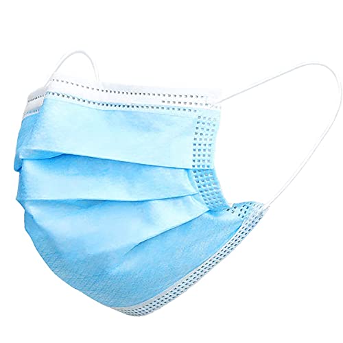 Disposable Kids Face Mask Bulk Set (50 Pack) Childrens Mask, Youth Face Mask for Boys and Girls, 3 Ply, Pleated, Blue