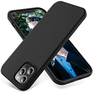 otofly compatible with iphone 12 pro max case 6.7 inch(2020),[silky and soft touch series] premium soft liquid silicone rubber full-body protective bumper case for iphone 12 pro max (black)