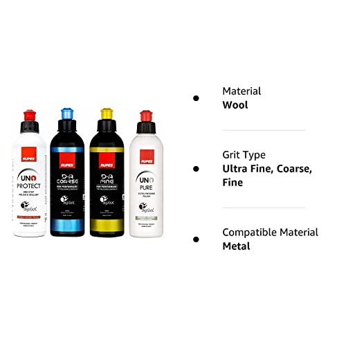 RUPES The Clean Garage New DA System Combo Kit | 4 250ml Bottles | Polish & Compound| Clean Garage Decal Included