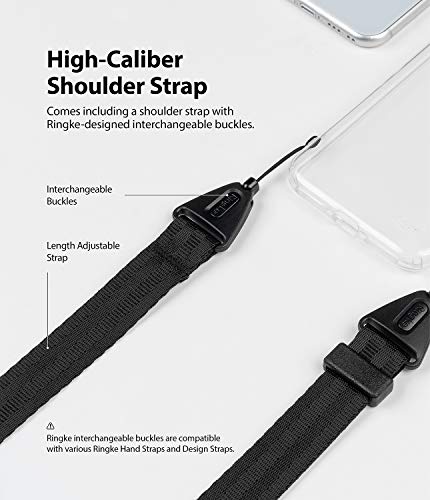 Ringke Air Shoulder Strap Compatible with iPhone 12 Mini Case, Crossbody Necklace Lanyard with Clear TPU Silicone Phone Back Cover for 5.4-inch (2020) - Smoke Black