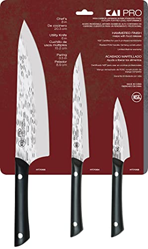 kai PRO 3 Piece Starter Knife Set, Kitchen Knife Set, Includes 8" Chef's Knife, 3.5" Paring Knife, and 6" Utility Knife, From the Makers of Shun