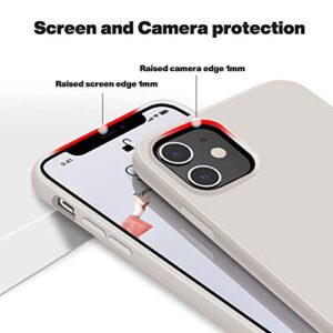 OTOFLY Soft Silicone Designed for iPhone 12/12 Pro Case,[Military Grade Drop Protection] [Anti-Scratch Microfiber Lining] Shockproof Protective Phone Case Slim Thin Cover 6.1 inch,Stone