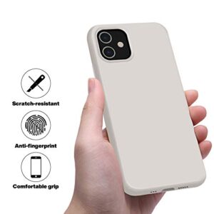 OTOFLY Soft Silicone Designed for iPhone 12/12 Pro Case,[Military Grade Drop Protection] [Anti-Scratch Microfiber Lining] Shockproof Protective Phone Case Slim Thin Cover 6.1 inch,Stone