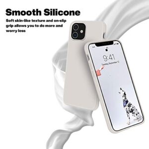 OTOFLY Soft Silicone Designed for iPhone 12/12 Pro Case,[Military Grade Drop Protection] [Anti-Scratch Microfiber Lining] Shockproof Protective Phone Case Slim Thin Cover 6.1 inch,Stone