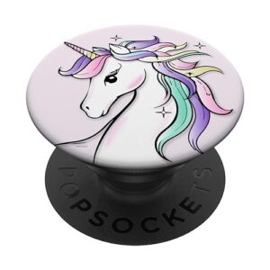 unicorn - rainbow colorful cute phone or tablet holder stand popsockets popgrip: swappable grip for phones & tablets popsockets standard popgrip