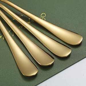 Gold Serving Spoons 4 Pieces, Kyraton Titanium Plating Serving Spoon, Include 2 Serving Spoon And 2 Slotted Spoons, Stainless Steel Serving Utensils, Serving Set Packing of 4