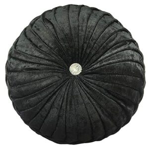 elero round throw pillow velvet chair cushion soft pleated pumpkin round pillow decorations for home car black