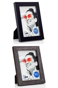 rpjc 2 pcs sets solid wood picture frames display photo 5x7inch black and driftwood finish
