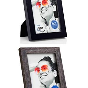 RPJC 2 pcs Sets Solid Wood Picture Frames Display Photo 5X7inch Black and Driftwood Finish