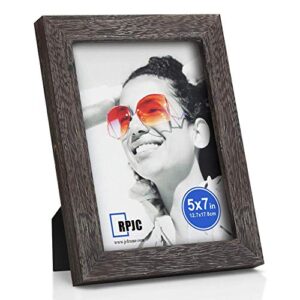 RPJC 2 pcs Sets Solid Wood Picture Frames Display Photo 5X7inch Black and Driftwood Finish