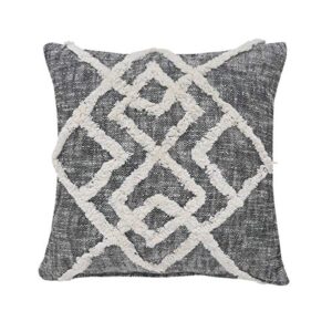 lr home tufted geometric diamond modern throw pillow, 20" x 20", black/cream