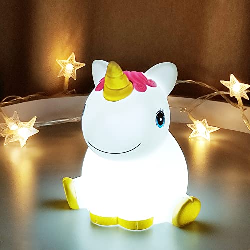 Fundoo Unicorn Night Light,USB Rechargeable Kids Night Light Unicorn with Timer,Portable LED Animal Lamp Tap on Colorful Lights for Kids, Unicorn Nightlight for Boys Girls Bedroom