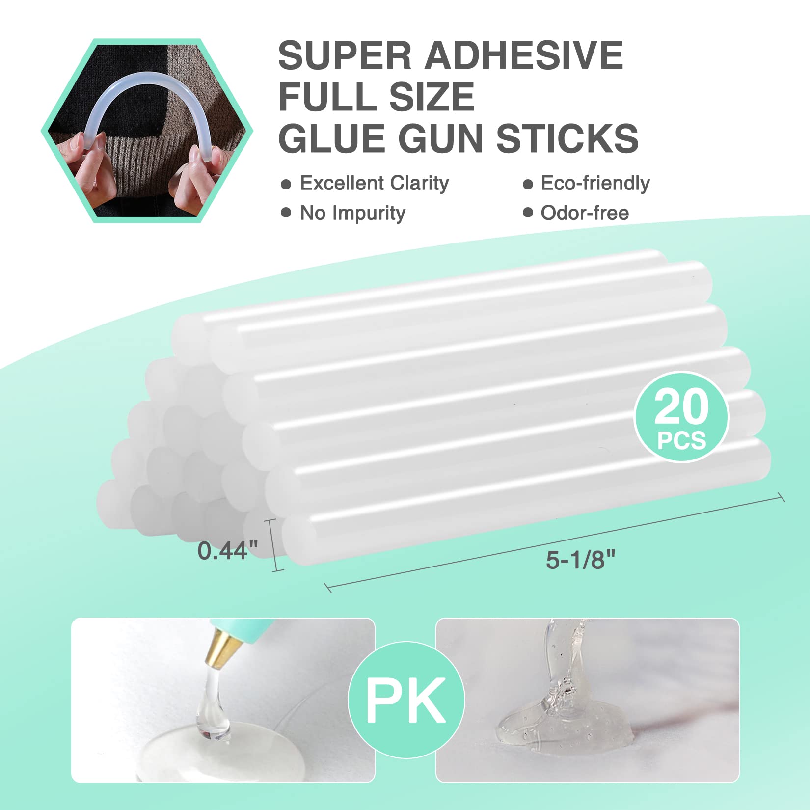 HAUSHOF Hot Glue Gun, 60W Cordless Glue Gun with 20pcs Full-Size Glue Sticks, Fast Preheating & High Temp, Cordless Hot Glue Gun Kit for DIY, Arts, Crafts, Home Decoration