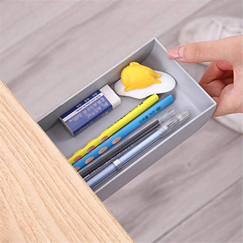 Under Desk Drawer Organizer, Hidden Self-Adhesive Pencil Tray Drawer, Free-drilling Under Table Hidden Storage Box, Stationery Pencil Storage Drawer Organizer for Office School Kitchen (Gray 2 Pack)