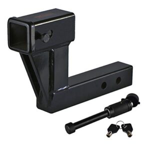 towever sp84123 hitch extension bar 7" & 9" length 6.25" rise with 5/8 inch hitch receiver lock