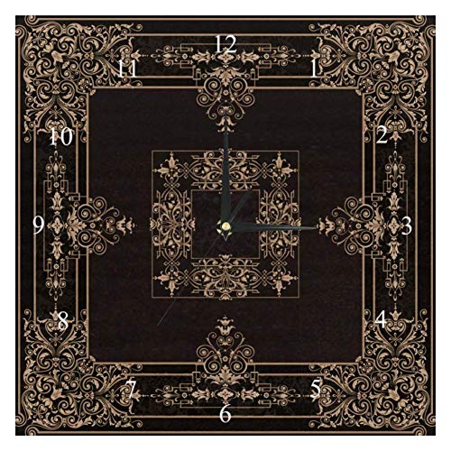 AISSO Wall Clocks Golden Baroque Ornament Battery Operated Number Clock for Bedroom Living Kitchen Office Home Decor Silent & Non-Ticking