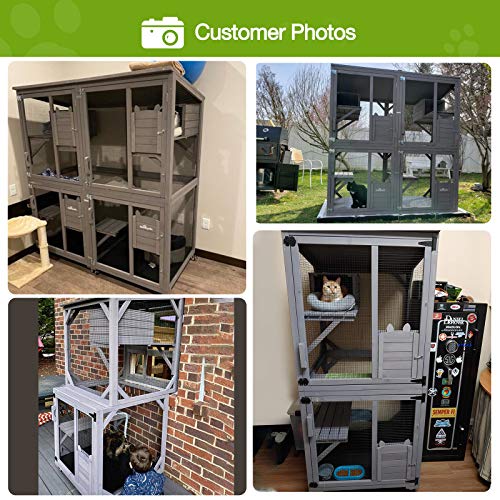 GUTINNEEN Cat House Outdoor Cage Cat Enclosure on Wheels,Large Wooden Kitty Catio with Resting Box,PVC Layer